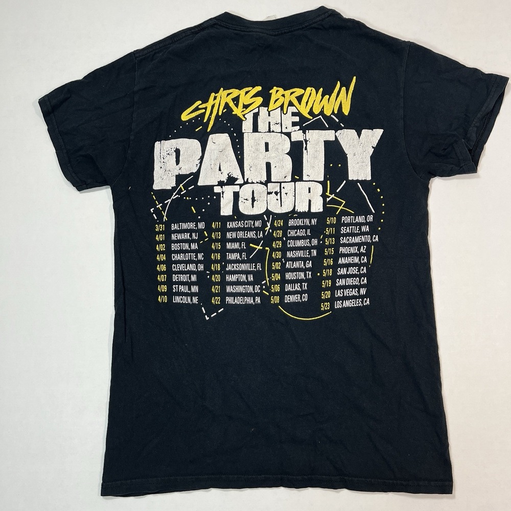 Chris Brown T Shirt Mens Sz Small The Party Tour Cotton Black - Picture 2 of 7